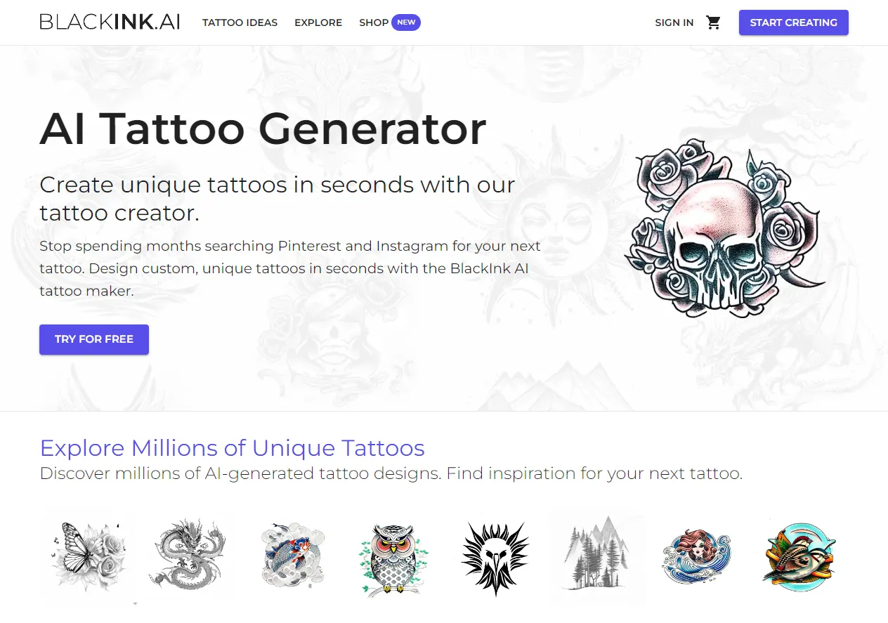 Screenshot of Create Your Own Unique Flash Tattoo in Seconds.