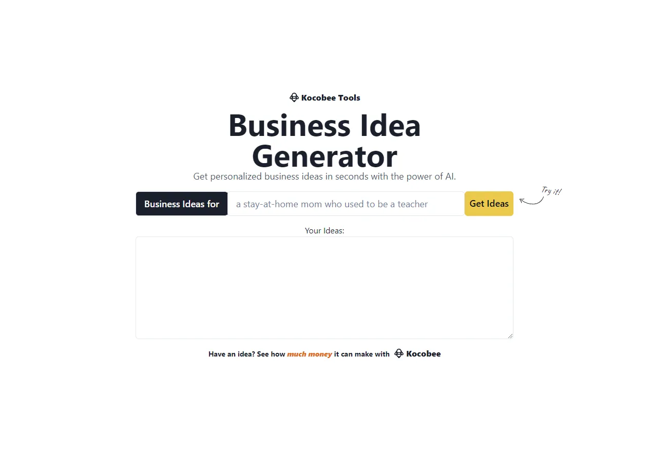 Screenshot of Brainstorm Business Ideas.