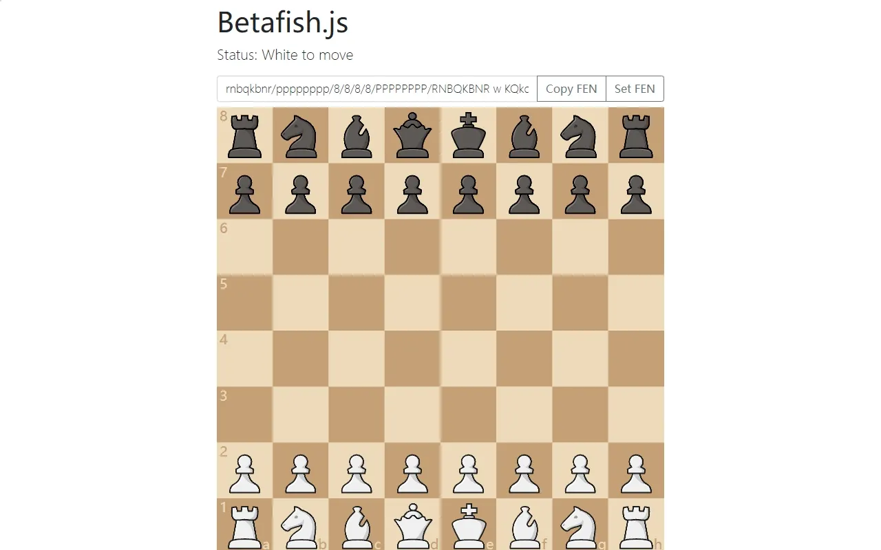 Screenshot of Betafish - An Amalgamation of AlphaZero and Stockfish.