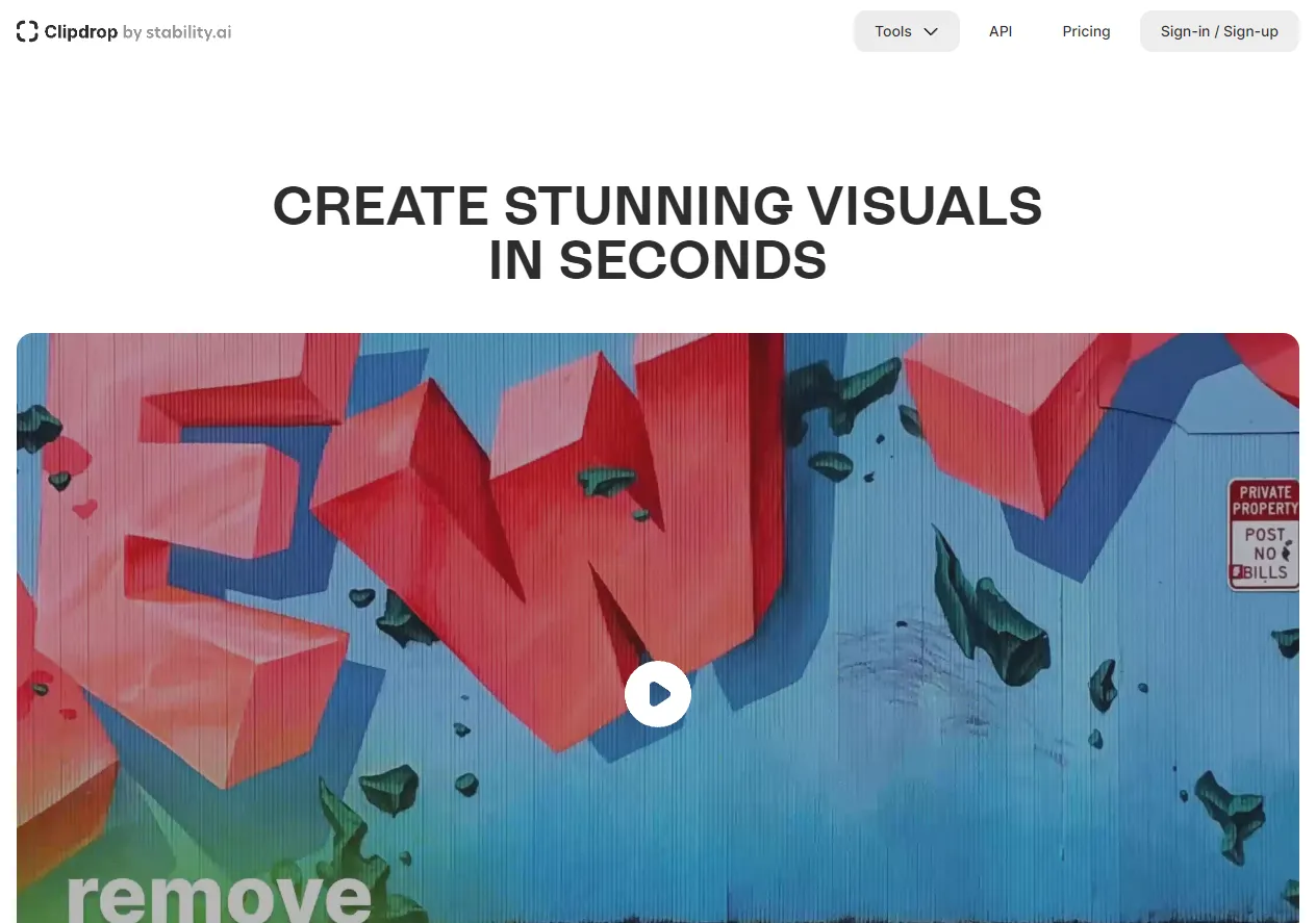 Screenshot of Create Stunning Visuals in Seconds.