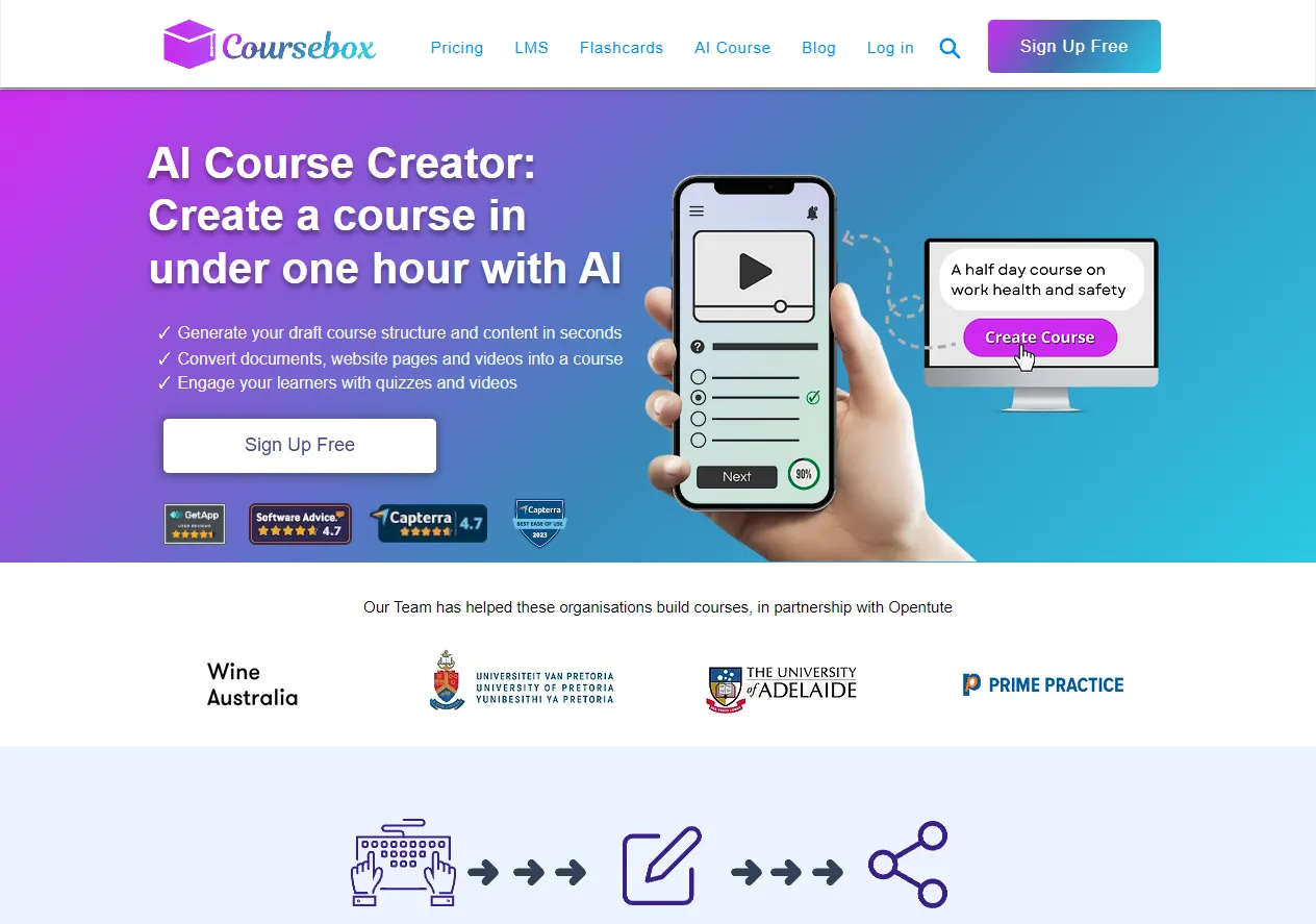 Screenshot of AI Course Creator and Learning Management System.