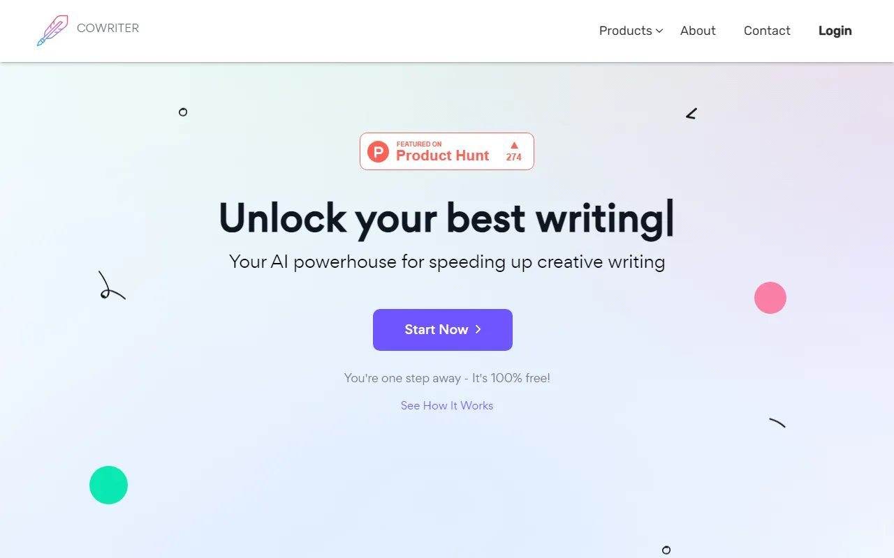 Screenshot of CoWriter - Your AI platform for speeding up creative writing.