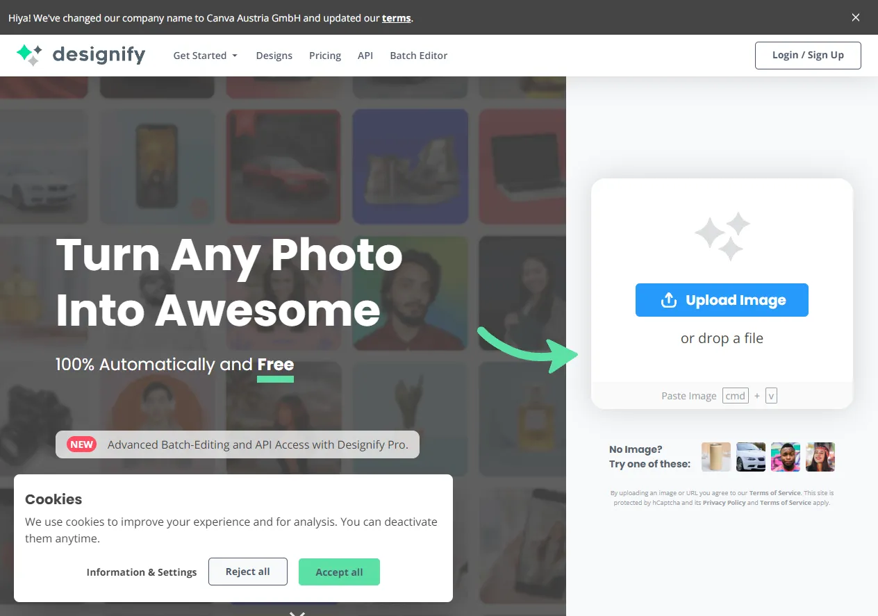 Screenshot of Designify - Turn Any Photo Into Awesome.