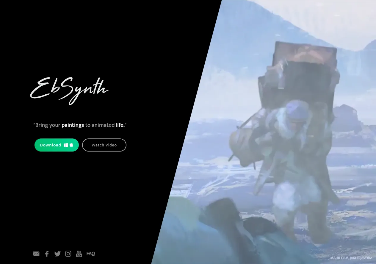 Screenshot of Ebsynth - Transform Video by Painting Over a Single Frame.