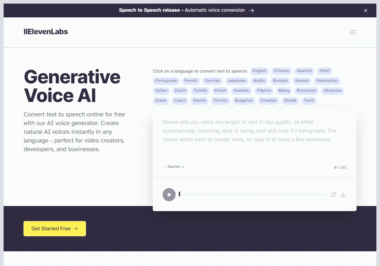 Screenshot of Prime Voice AI.