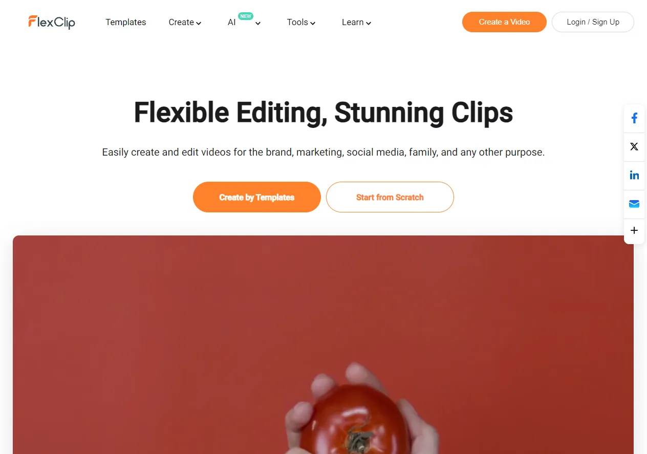 Screenshot of FlexClip- An Easy-to-use AI Video Editor.