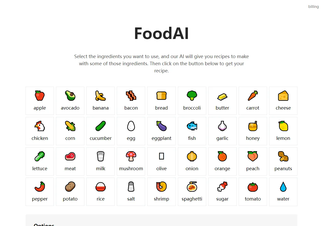 Screenshot of FoodAI