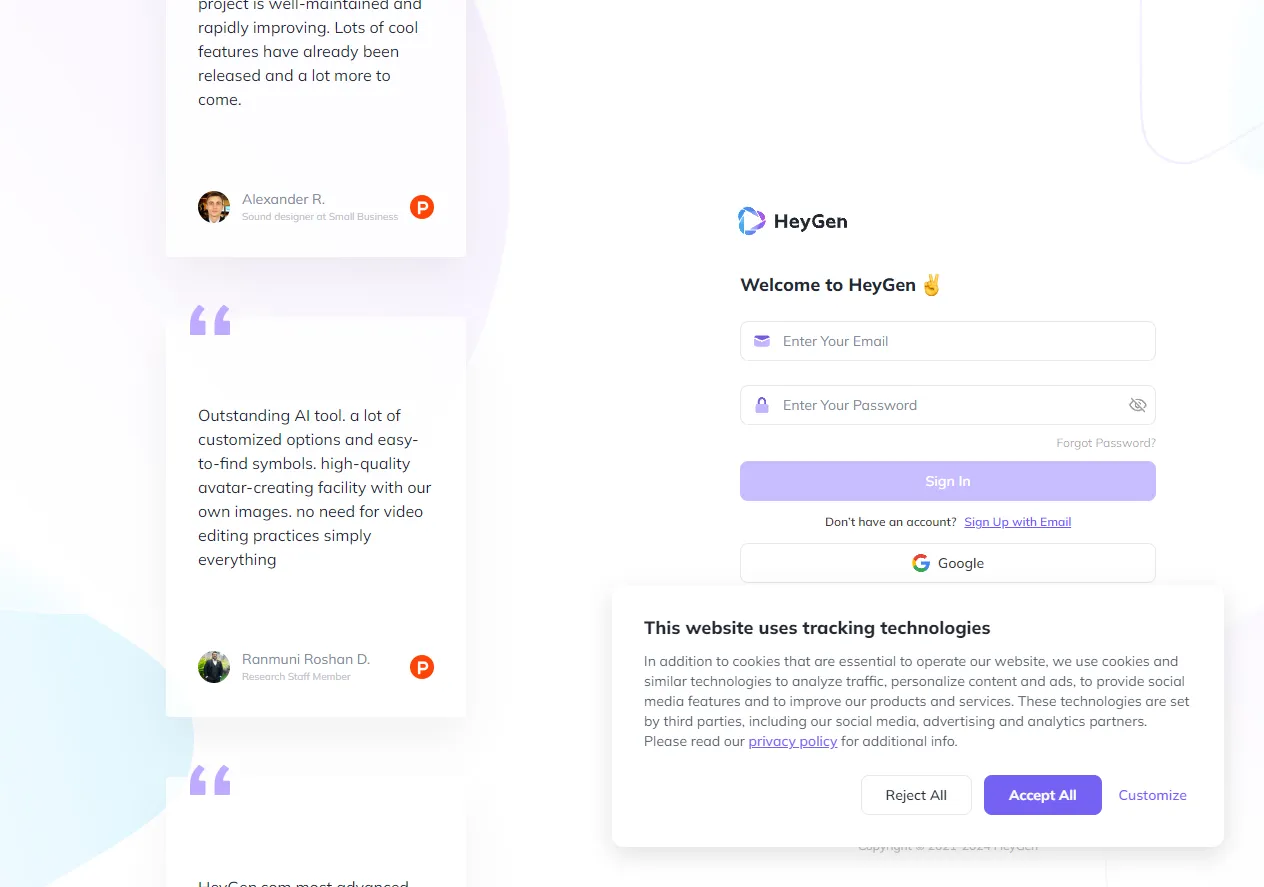 Screenshot of NO CAMERA? NO CREW? NO PROBLEM! Scale your video production with customizable AI avatars.