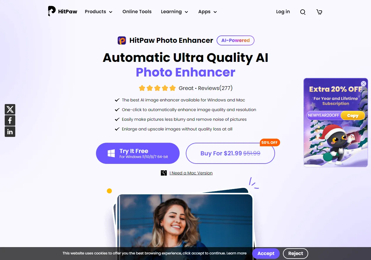 Screenshot of HitPaw Photo Enhancer - Automatic Ultra Quality AI Photo Enhancer.