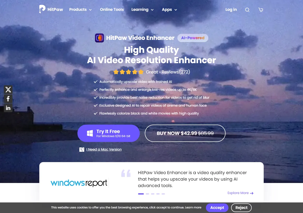 Screenshot of HitPaw Video Enhancer - High Quality AI Video Resolution Enhancer.
