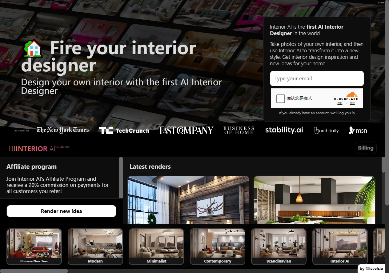 Screenshot of Interior Ai: Interior Design Ideas Inspiration, and Virtual Staging App Using Artifical Intelligence.