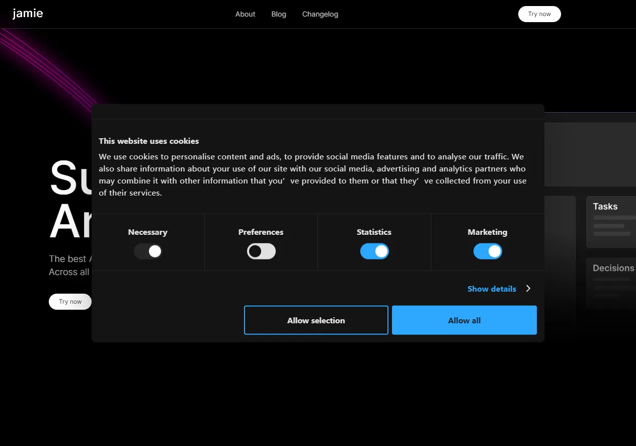 Screenshot of Jamie - AI Assistant for Meeting Summaries.