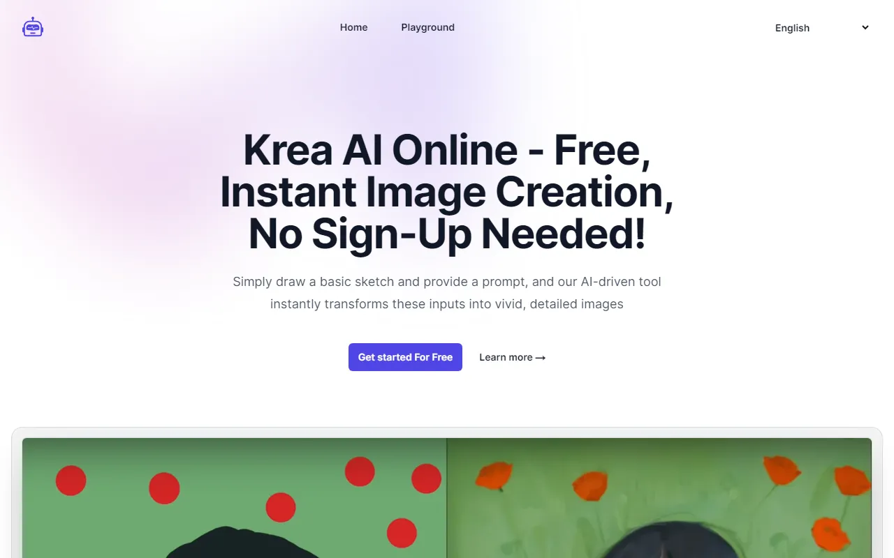 Screenshot of Krea AI - Effortless, Instant Image Creation.