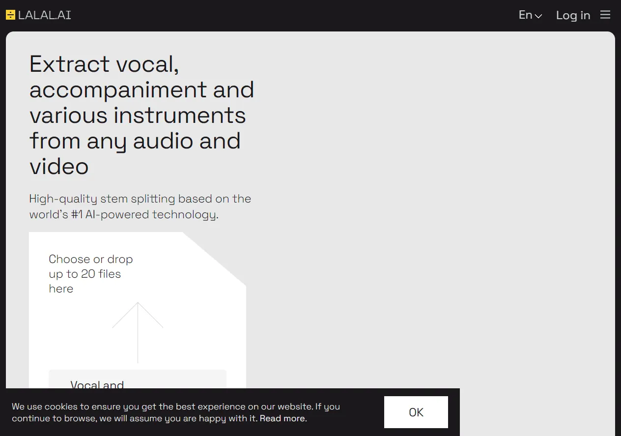 Screenshot of Extract Vocal, Accompaniment and Various Instruments From Any Audio and Video.