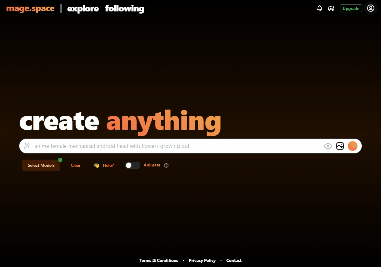Screenshot of mage.space - Create Anything - Explore Anything.