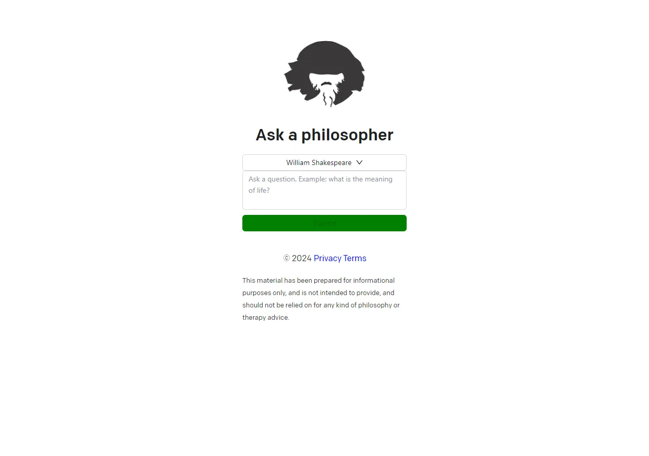 Screenshot of Ask a Philosopher.
