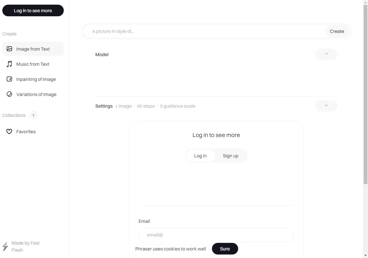Screenshot of Phraser - the Collaborative Creative AI Tool.