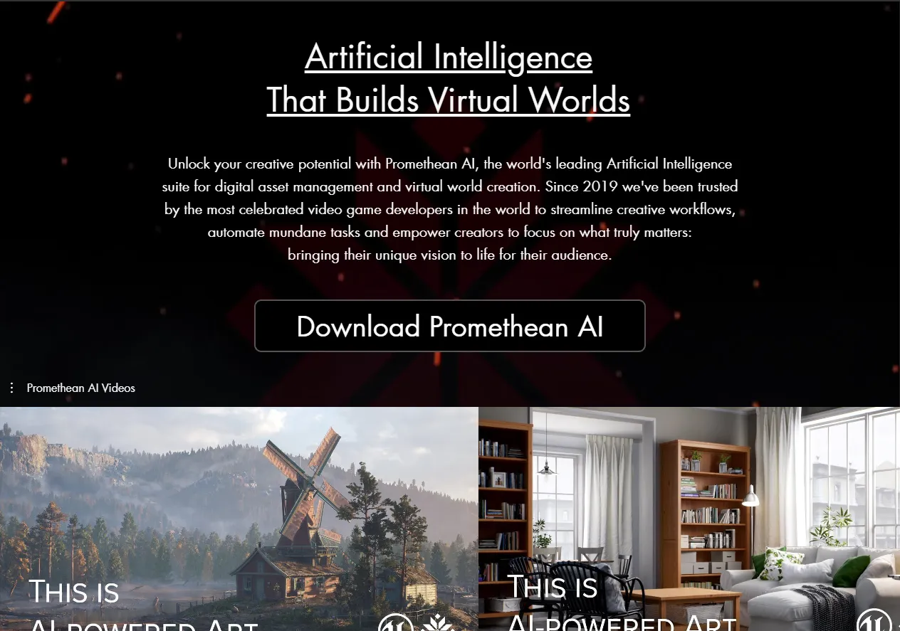 Screenshot of Promethean AI - Artificial Intelligence That Builds Virtual Worlds.