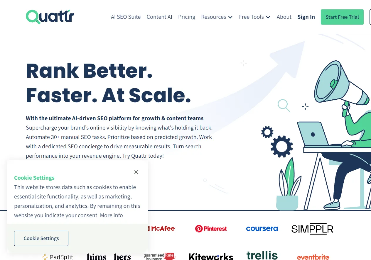 Screenshot of Quattr Is Your Growth Hq.