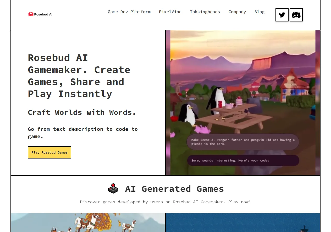 Screenshot of Rosebud AI