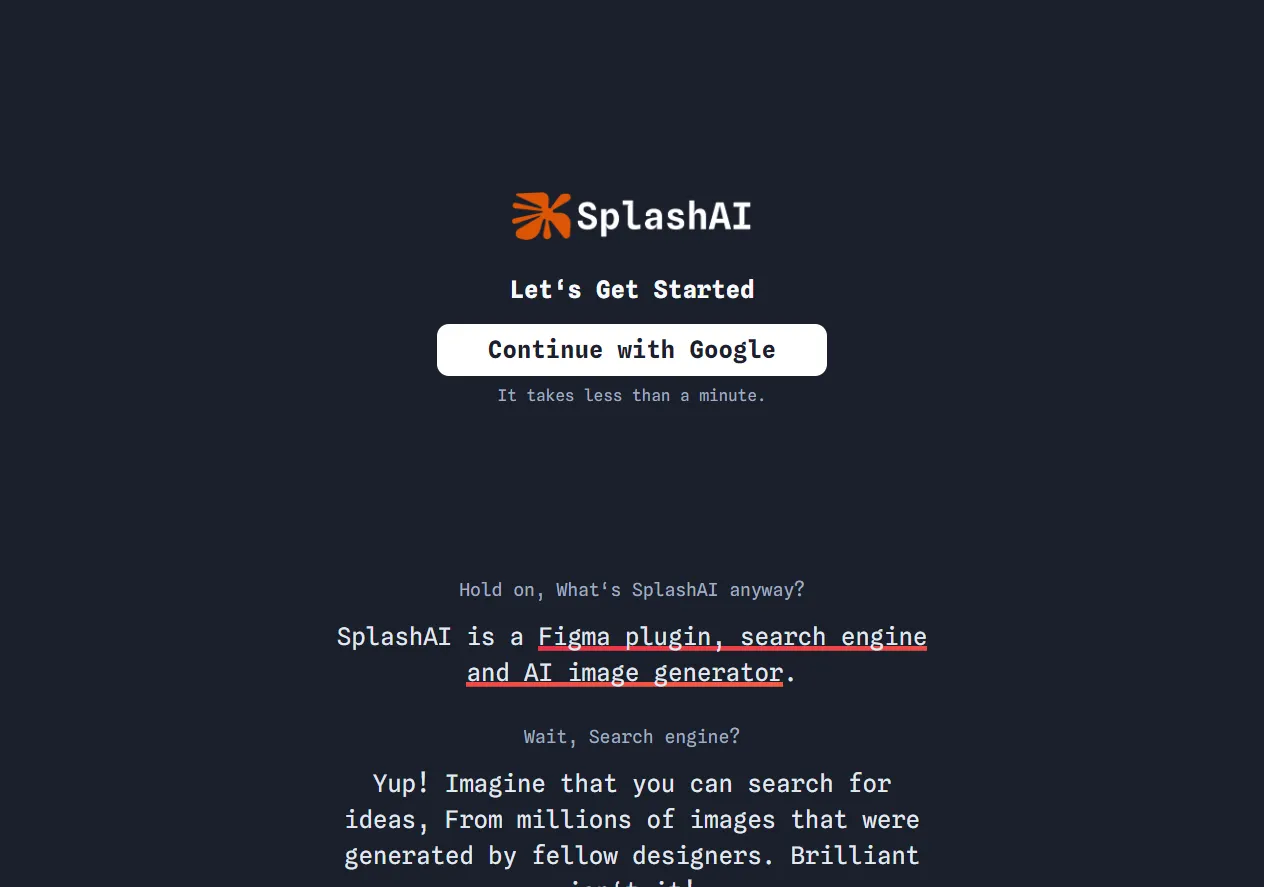 Screenshot of Splashai Is a Figma Plugin, Search Engine and AI Image Generator.
