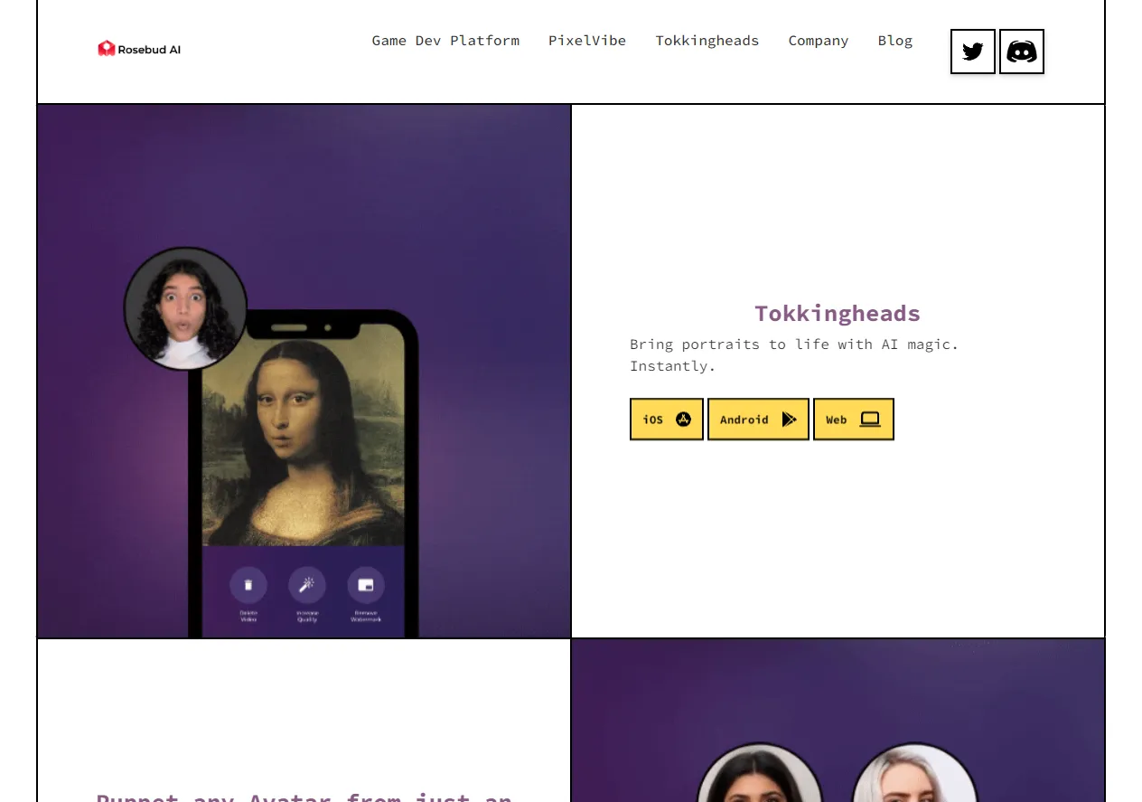 Screenshot of Bring Portraits to Life With AI Magic. Instantly.