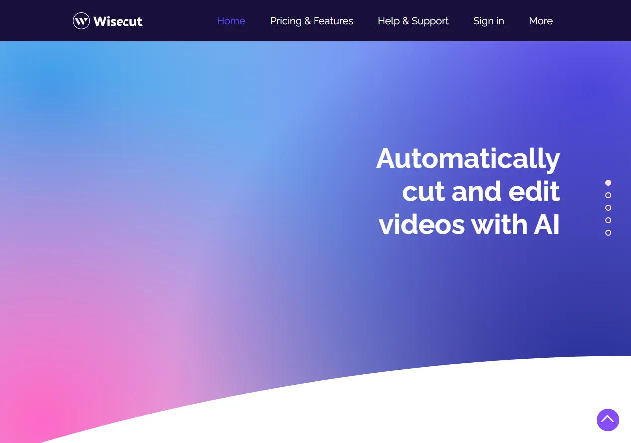 Screenshot of Wisecut - Automatically cut and edit videos with AI.
